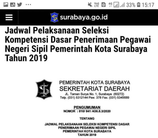 Gelar Tes SKD CPNS Awal Februari, Pemkot Surabaya Pastikan Proses Seleksi Gratis