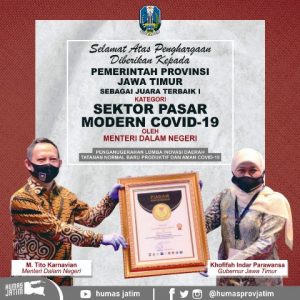 Jawa Timur Raih Dua Penghargaan Lomba Inovasi New Normal Life dari Kemendagri
