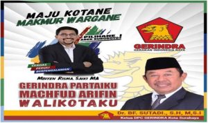 Mujiaman Terpilih jadi Pendamping MA, Gerindra Surabaya: Itu sudah menjadi kesepakatan bersama