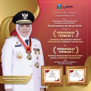 Pemprov Jatim Raih Dua Penghargaan Terbaik Pertama dari LAN RI