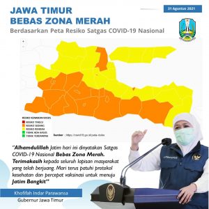 Jatim Bebas Zona Merah Covid-19, Gubernur Khofifah Apresiasi Kerja Keras Semua Pihak