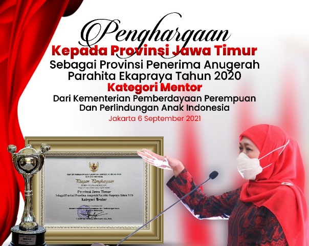 Pemprov Jatim Raih Anugerah Parahita Ekapraya 2021 Tingkatkan Indeks Kesetaraan Gender dan Anugerah Parahita Ekapraya 2021
