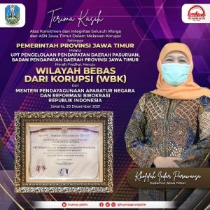Tiga Tahun Berturut, Samsat Jatim Torehkan WBK dari Kementerian PAN-RB