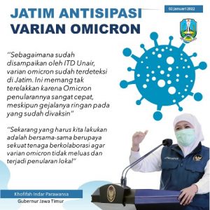 Omicron Terdeteksi di Jatim, Gubernur Khofifah: Jangan Panik
