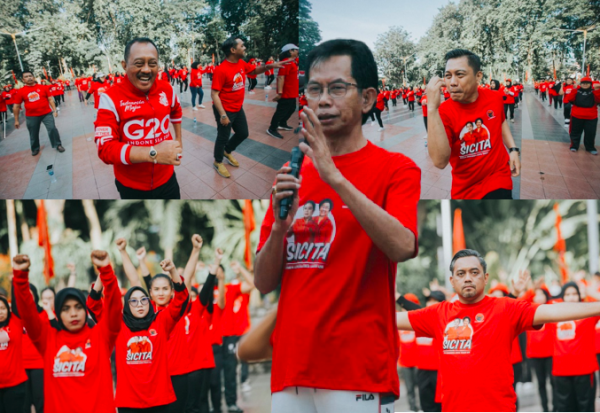 Gembira dan Penuh Semangat, Kader PDIP Surabaya Gelar Senam SICITA Serentak