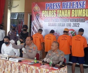 Dalam Satu Bulan, Polres Tanbu Berhasil Tangkap Pelaku Kasus Narkoba dengan BB 164,92 gram