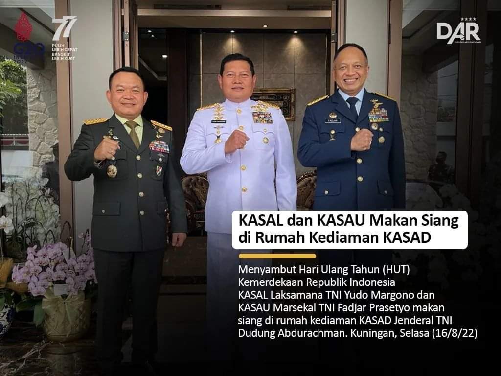 Usai Pidato Kenegaraan Presiden, Pimpinan 3 Matra TNI Kumpul di Rumah KSAD