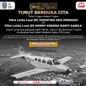 Gubernur Khofifah Turut Belasungkawa Atas Gugurnya Dua Pilot Pesawat Bonanza  
