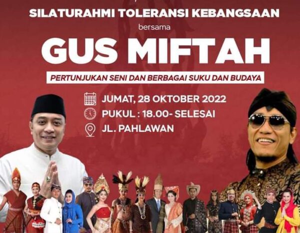 Bersama Gus Miftah, Wali Kota Eri Ajak Warga Hadiri Peringatan Sumpah Pemuda di Tugu Pahlawan