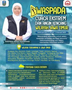Cuaca Ekstrem Diprediksi Landa Jatim Sepekan ke Depan, Gubernur Khofifah Imbau Masyarakat Tingkatkan Kewaspadaan