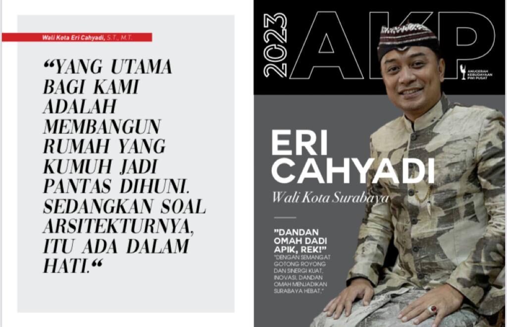 Sukses Paparkan Program Dandan Omah, Wali Kota Eri Cahyadi Raih Anugerah Kebudayaan PWI Pusat 2023