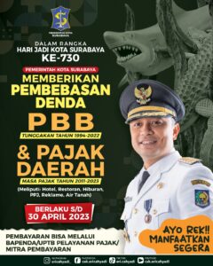 Jelang HJKS ke-730, Pemkot Surabaya Bebaskan Sanksi Denda PBB dan Pajak Daerah
