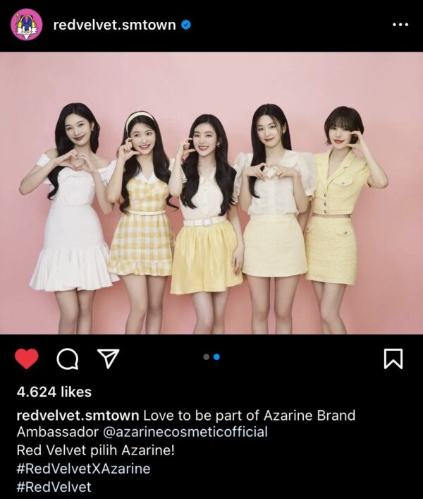 Red Velvet Unggah Brand Makeup Lokal Pilihannya di Instagram