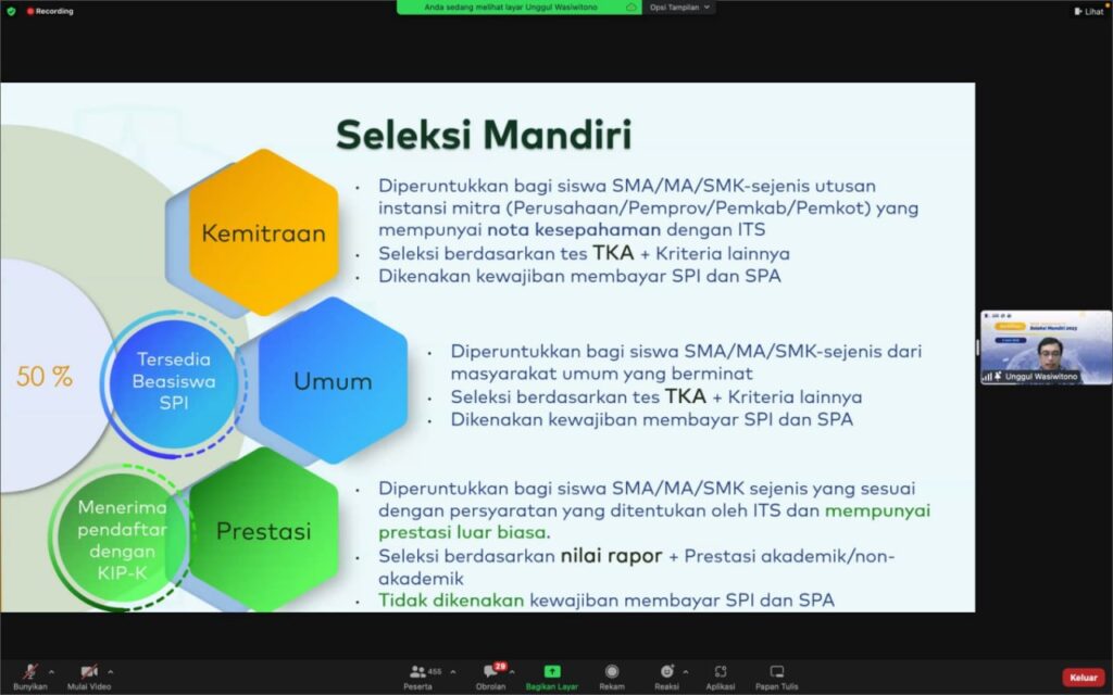 ITS Buka Tiga Jenis Seleksi Mandiri Penerimaan Mahasiswa Baru