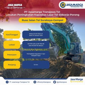 Tingkatkan Layanan Jalan Tol, PT Jasamarga Transjawa Tol Representative Office 3 Laksanakan Peningkatan Kapasitas Lajur Tol Sidoarjo-Porong