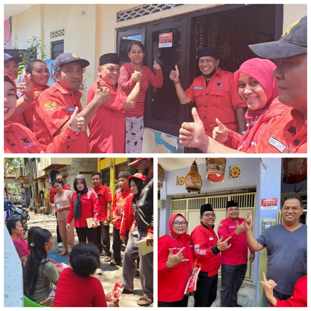 Sosialisasikan ‘Ganjar Presiden’, Kader PDIP Surabaya Door to Door ke Kampung
