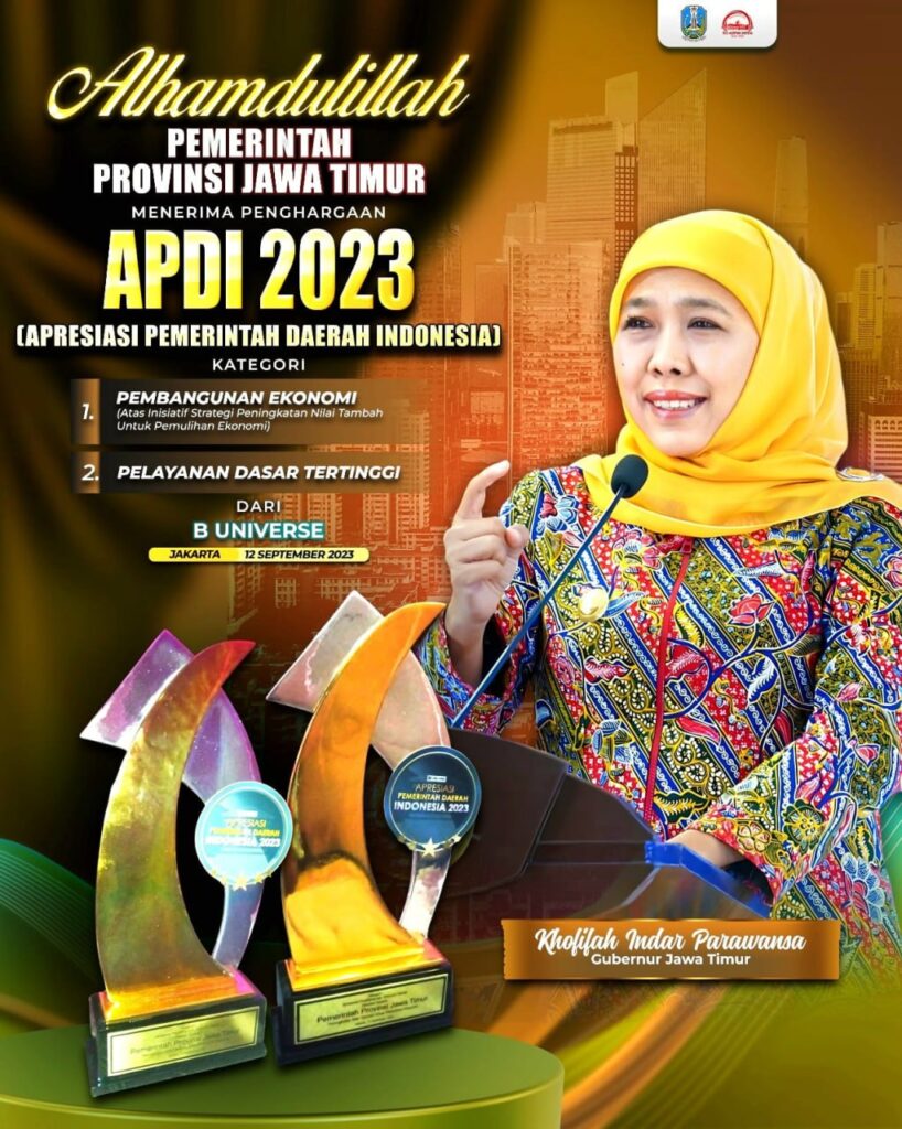 Dongkrak Pemulihan Ekonomi dan Tingkatkan Pelayanan Dasar, Jatim Terima Penghargaan APDI 2023