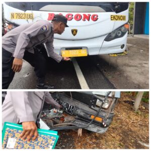 Banting Setir, Bus Bagong Jurusan Surabaya Seruduk Minibus di Kediri