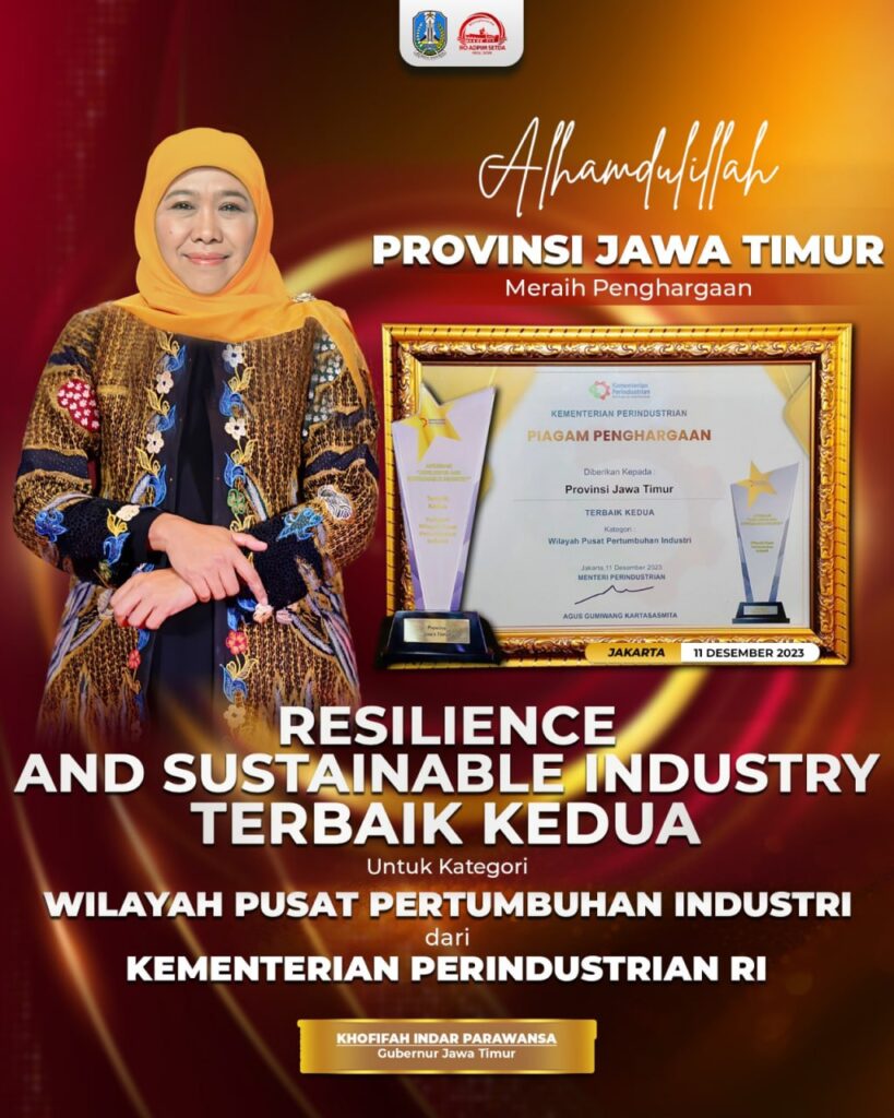 Jatim Raih Penghargaan Resilience and Sustainable Industry dari Kemenperin