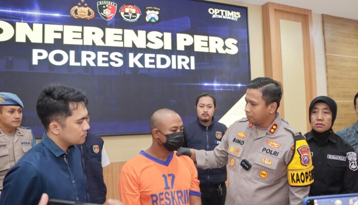 Polres Kediri Tangkap Terduga Pelaku Penyiram Air Keras Istri dan Anak