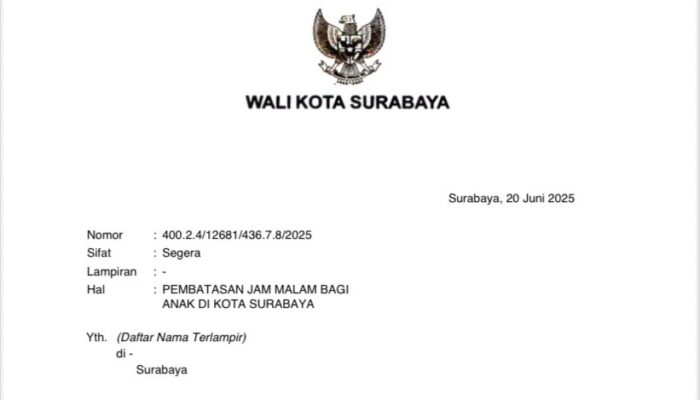 Lindungi Generasi Muda dari Berbagai Risiko, Pemkot Surabaya Terapkan Jam Malam Anak