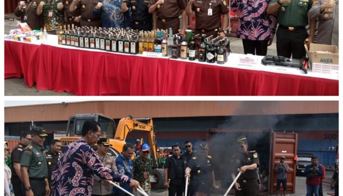 Kejati Jatim Gelar Giat Pemusnahan Berbagai Barang Bukti di Terminal Petikemas Mirah Surabaya