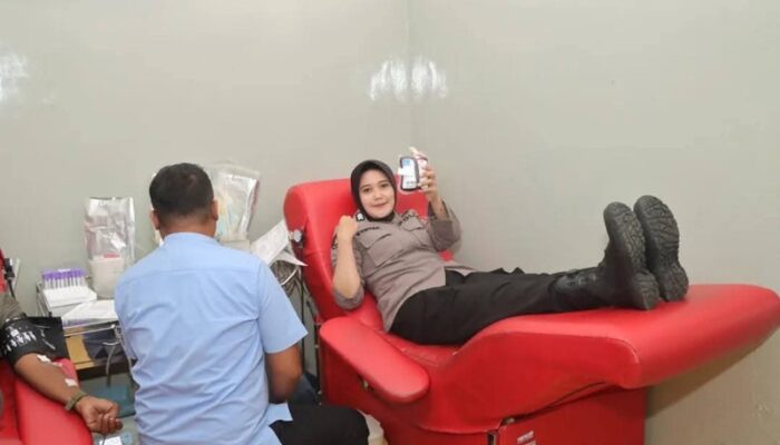 Peringati HUT Humas Polri ke-74, Polres Kediri Gelar Kegiatan Donor Darah Bersama Masyarakat