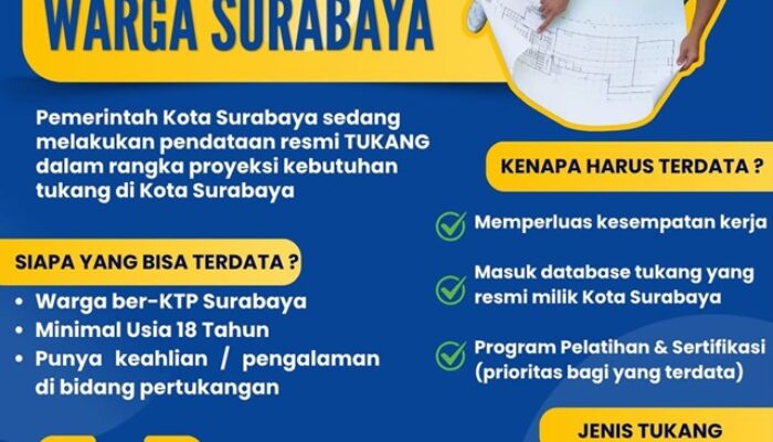 Data Tukang Lokal, Wali Kota Eri Cahyadi Prioritaskan Warga Surabaya untuk Proyek Infrastruktur