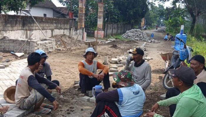 Gotong Royong Masih Terjaga, Warga Dusun Tanggung Mulyo Swadaya Paving Jalan Desa