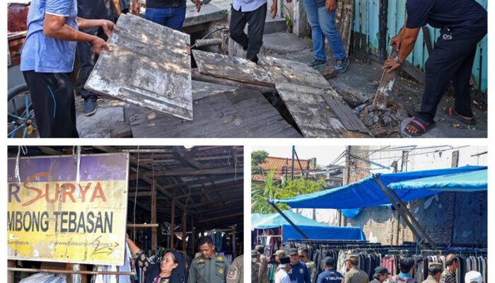 Kembalikan Fungsi Saluran, Pemkot Surabaya Tertibkan Lapak PKL di Jalan Gembong Tebasan
